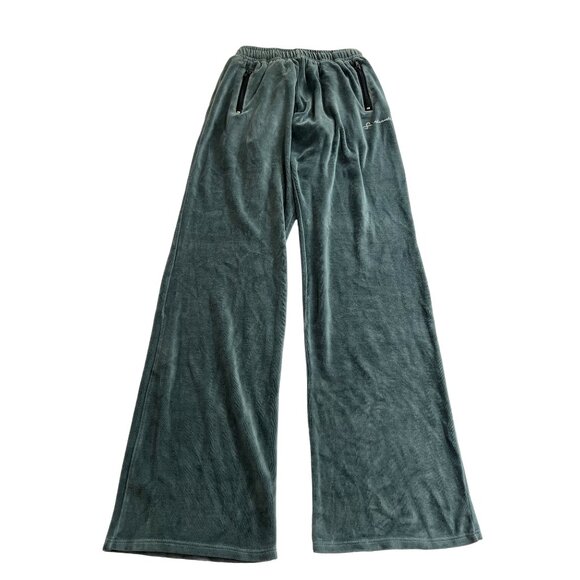SAINTWOODS Velour Track Pants in Sea Blue - Picture 1 of 5